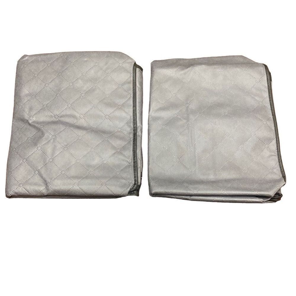 2 Pack Fabric Storage Container Zip Top Grey With Handles And Window 21”x14”x12” - Picture 4 of 4